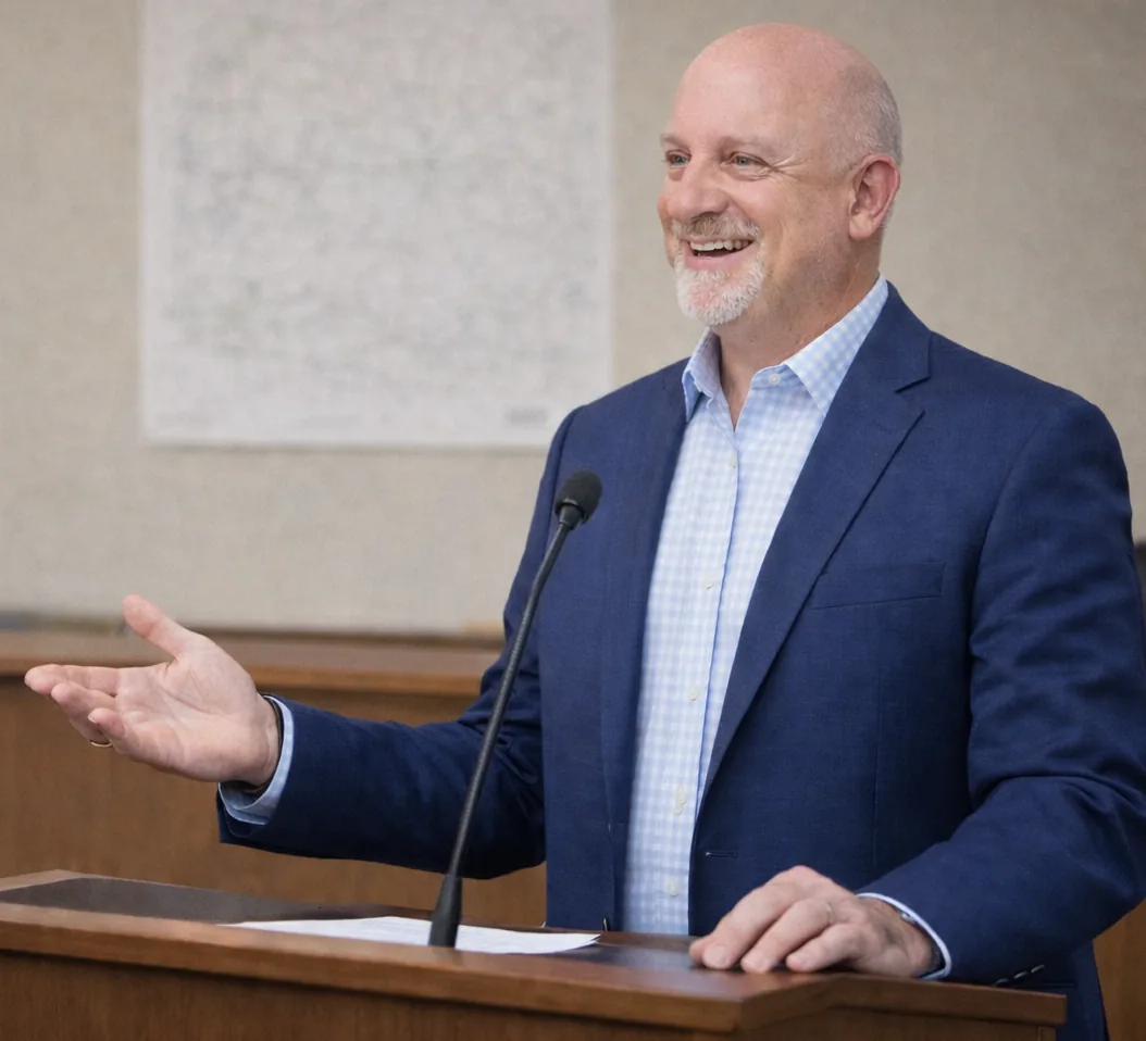 Jim Atkinson presenting at a public meeting